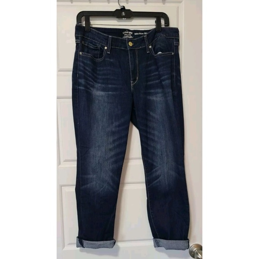 Women's Signature Jeans by‎ Levi Strauss Dark Mid Rise Slim Cuffed Size 10